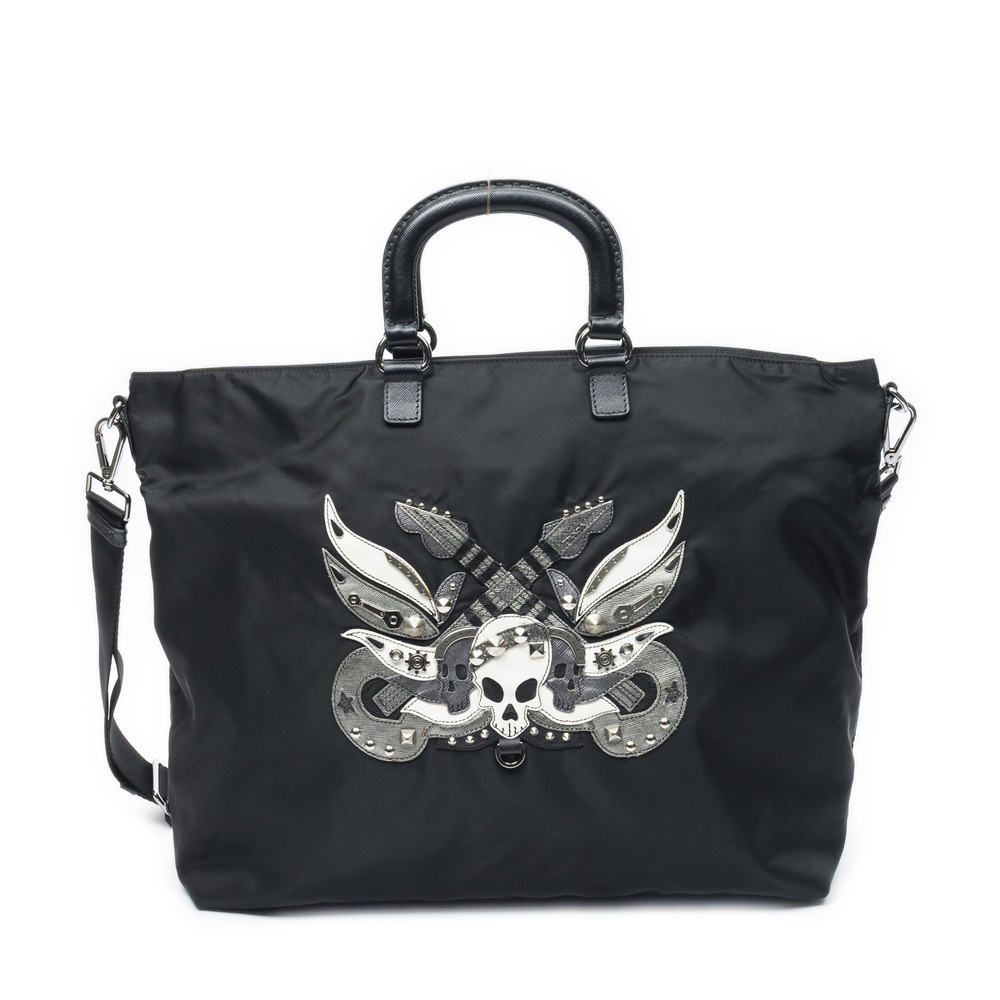 Prada Studded Skull Vertical Tote